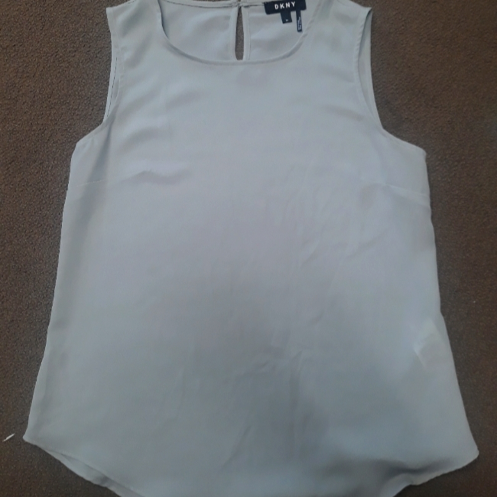 DKNY light gray blue sleeveless blouse